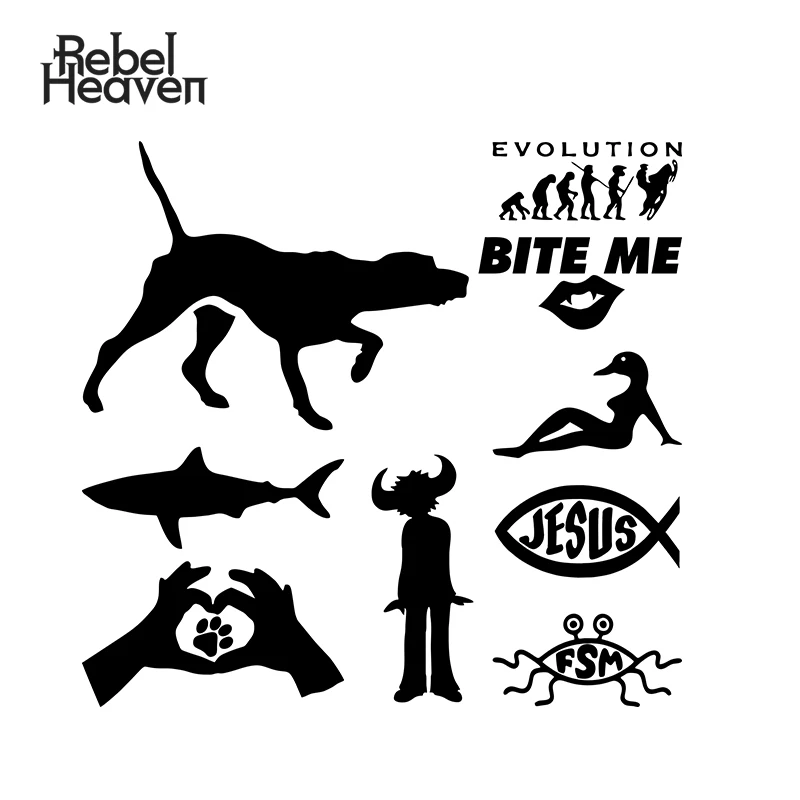 Rebel Heaven автомобильный Стайлинг Забавный JDM Bite Me Lips Love Paw принт Рыбы Ichthys Jesus