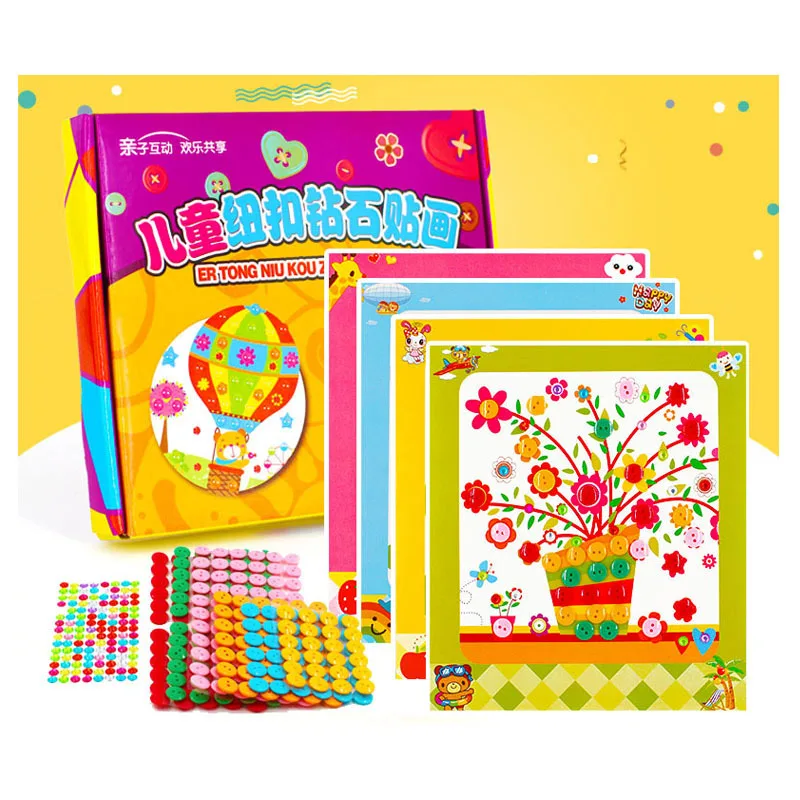 low cost  Novel and interesting DIY Button Stickers Kids Handmade Painting Craft Kit Learning Educational Dra