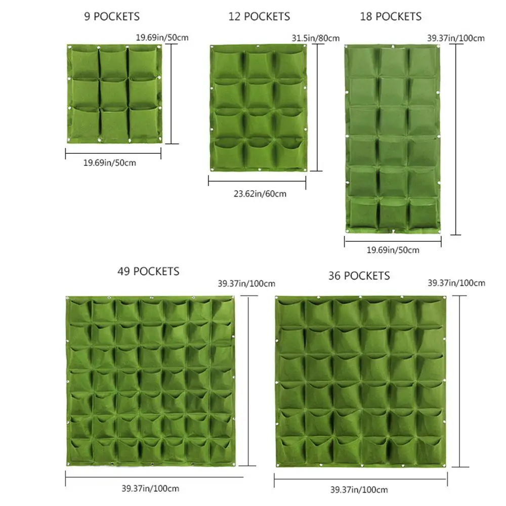 Настенный посадки сумки 9/12/18/36/49 карманы зеленый мешок расти Вертикальный Сад овощей жизни садовая Сумка дома Supplie