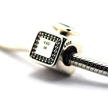 Подходит для Pandora талисманы браслеты 925 пробы серебряные ювелирные изделия Подпись Аромат бусины с Ясно CZ