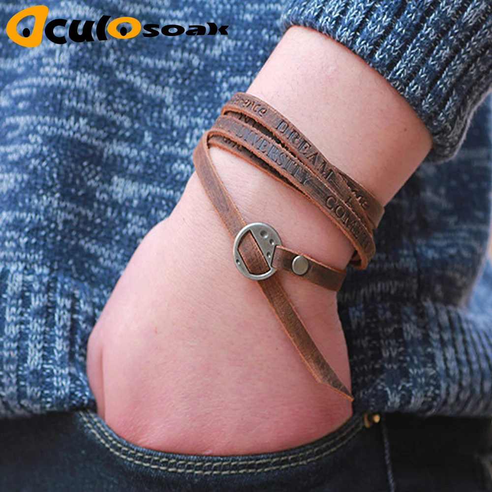 

One Piece Wounded Men Leather Bracelet 2018 New Minimalist Style Multi-layer Bracelet Ladies Men Charm Style Bracelet