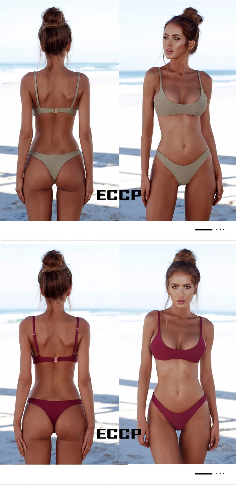2018 New Summer Women Solid Bikini Set Push-up UnPadded Bra Swimsuit Swimwear Triangle Bather Suit Swimming Suit biquini (4)