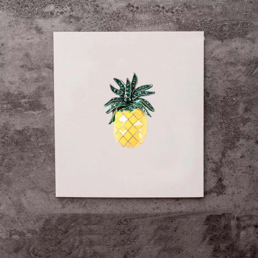 

Rhinestone Inlay Enamel Pineapple Brooches For Women Cute Fruit Brooch Pin Dresses Coat Corsage Broches Gift