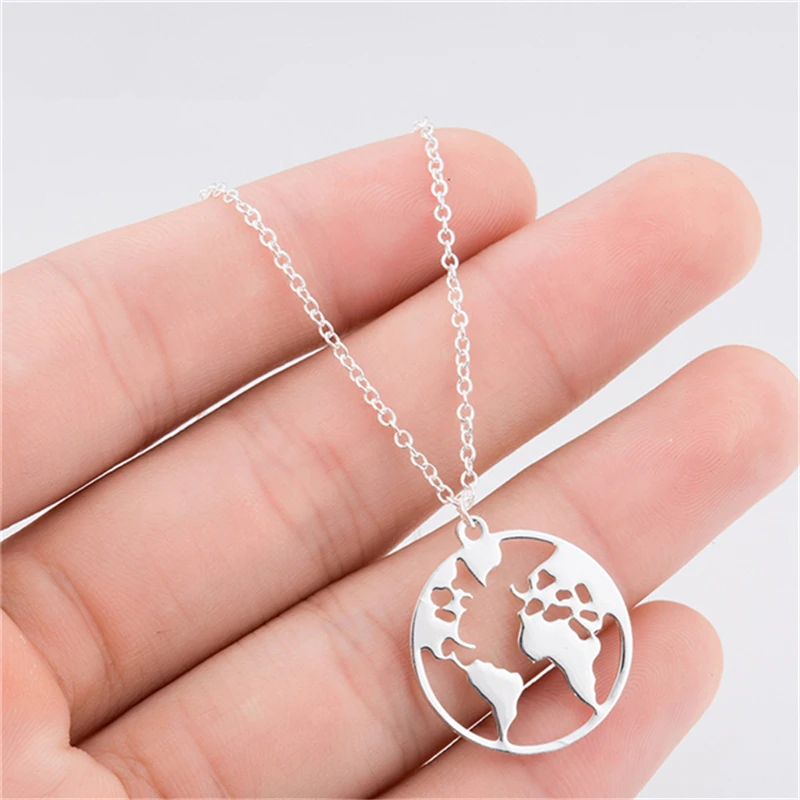 

Vintage Origami World Map Necklace Women Geometric Necklace Round Necklace Circle Necklaces & Pendants Choker Jewelry