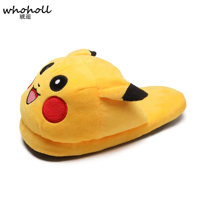 

WHOHOLL Winter Cute Anime Cartoon Pokemon Slippers Women Warm Indoor Floor Home Slippers Plush Shoes Pikachu Fluffy Slippers