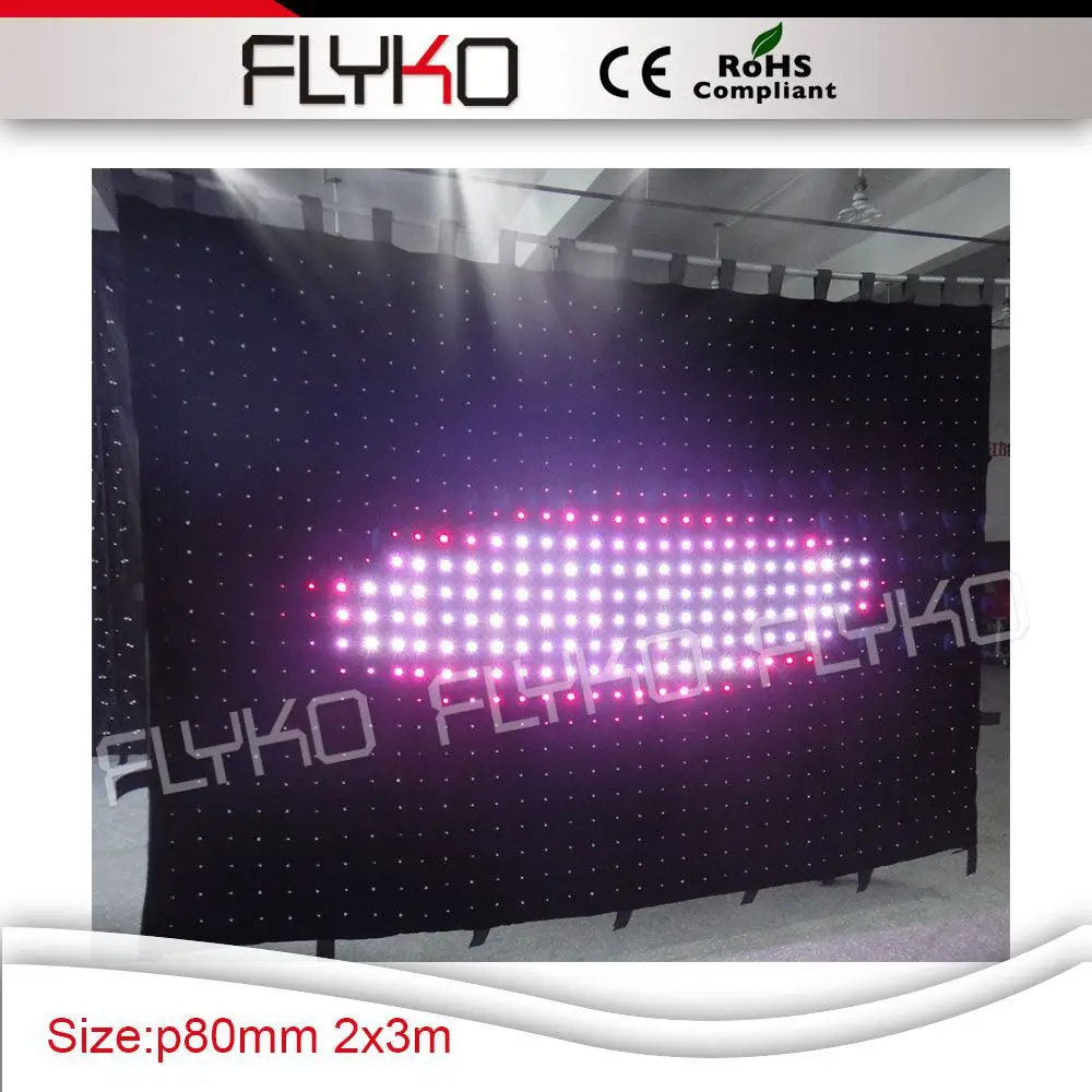 

2x3m fireproof Excellent video curtain for dj media player led stage backdrop led video curtain