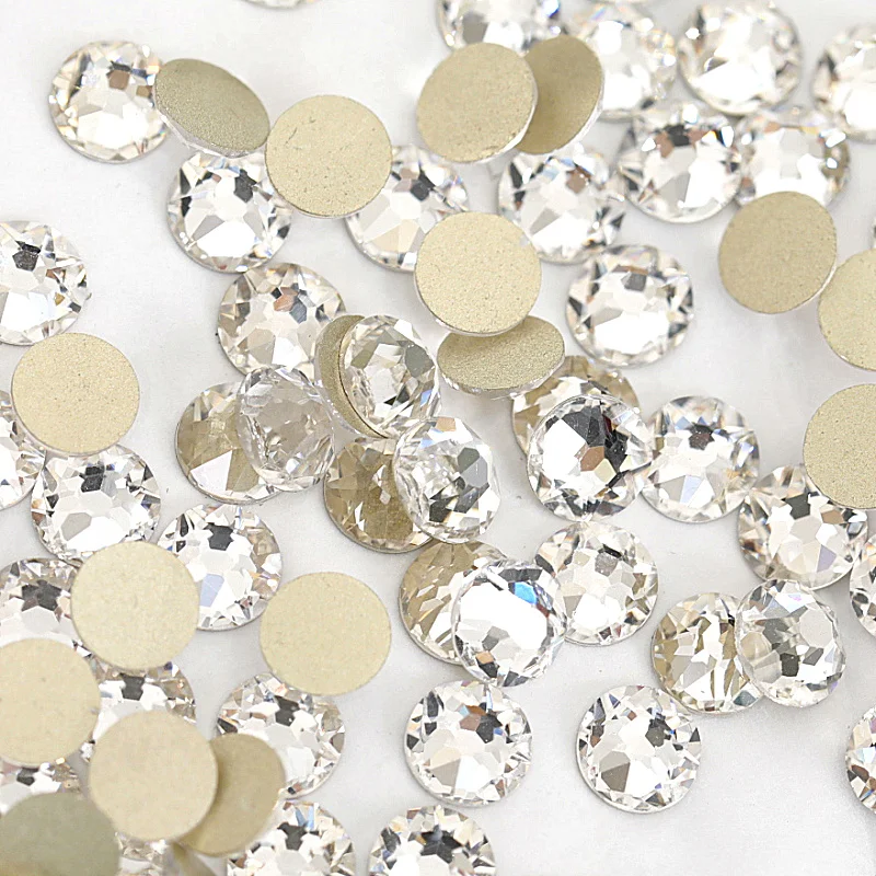 

Top Quality Clear Crystal Glass Strass 16 Cutting Facets Nail Rhinestone Flatback Non Hot Fix Rhinestones For Nail DIY Y3703