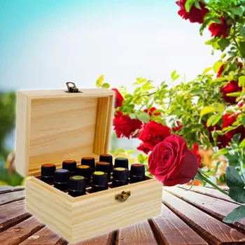 

5-15ml 12 Grids Wooden Aromatherapy Essential Oil Excellent Decorative Pine Wood Boxes Organizer Storage Bag Home Decoration