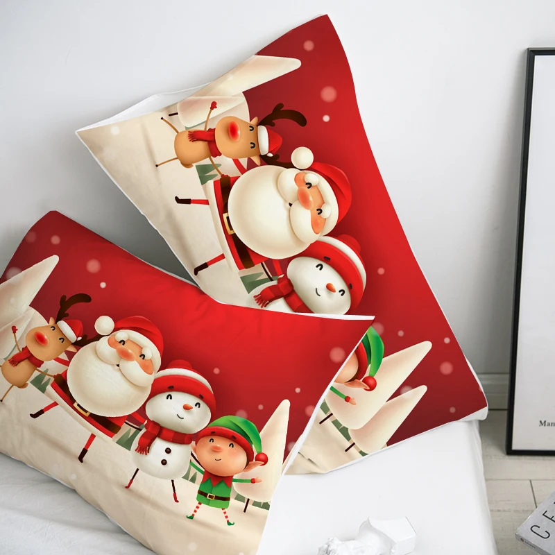 

3D HD Custom Pillow Case Pillowcase 50x70 50x75 50x80 70x70 Decorative Cartoon Pillow Cover Christmas Cute Santa Claus Bedding