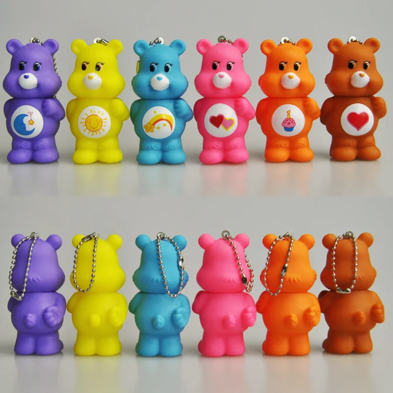 

1pc Creative hot sale Care Bears original anime keychain keyring pendant PVC figure Toy