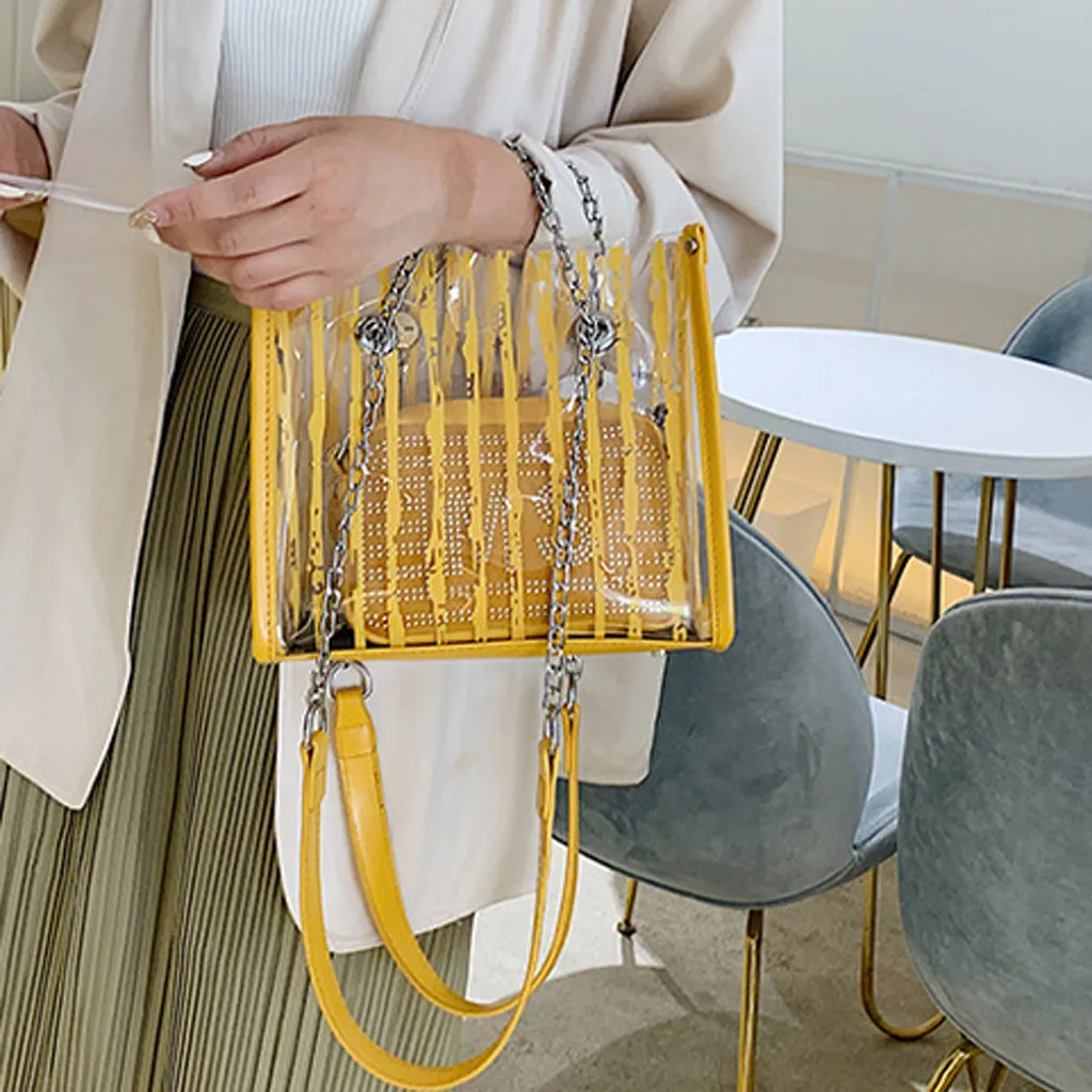 

Women's Shoulder Bag Fashion Clear Transparent Jelly Package 2019 Summer New Ladies Simple Shoulder Messenger Bag sac main femm