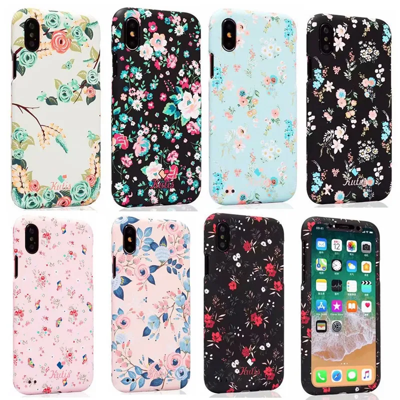 

Fashion 360 Degree Full Protection Luminous Case For iPhone 7 6 6S 8 Plus X Flower Floral Pattern Hard Cover For iPhone XS Max