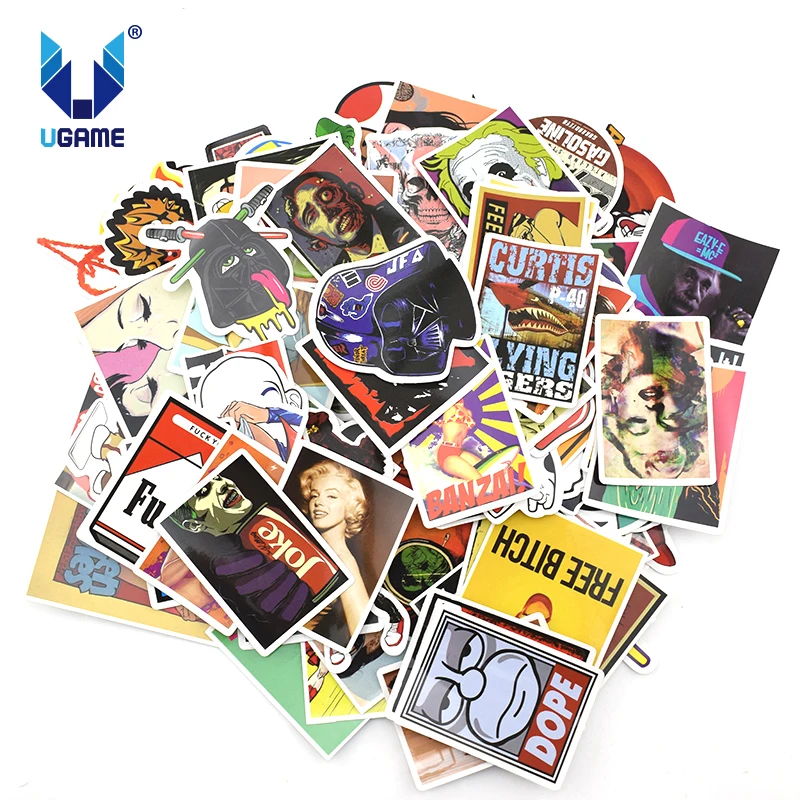 

50Pcs/Lots Mixed Cartoon Skate Stickers For Moto Car & Suitcase Tablet Skateboard Stickers Decoration Decals for iPhone/xiaomi