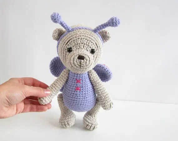 

Bear in a Butterfly Costume Classic 4 way jointed bear Amigurumi animal toy doll