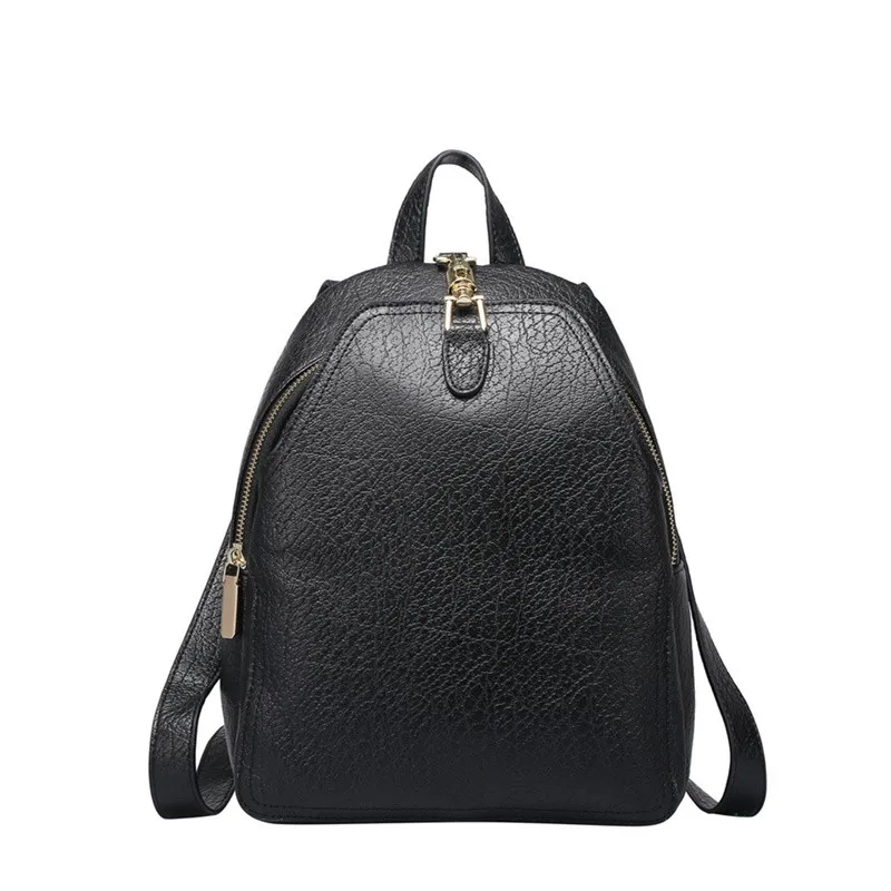 Nesitu Black Purple Grey Real Skin Genuine Leather Woman Backpack
