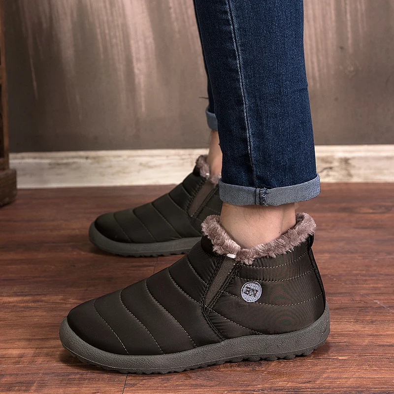 

Men Winter Shoes New Fashion Solid Color Snow Boots Plush Inside Antiskid Bottom Keep Warm Waterproof Ski Boots Pluse Size