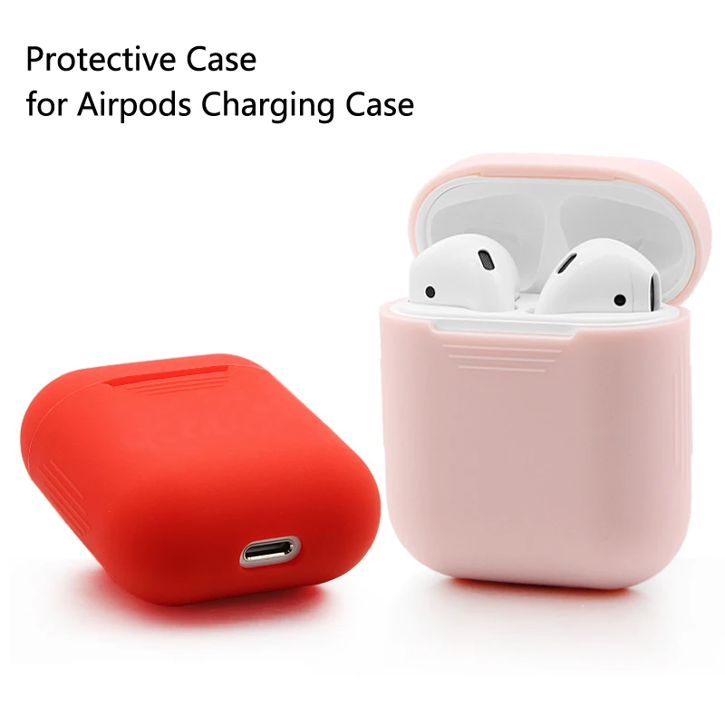 Soft Silicone Skin Case for Airpods Charging Case Airpod Protective Cover Sleeve pouch Shockproof Coque Fundas Capa Red