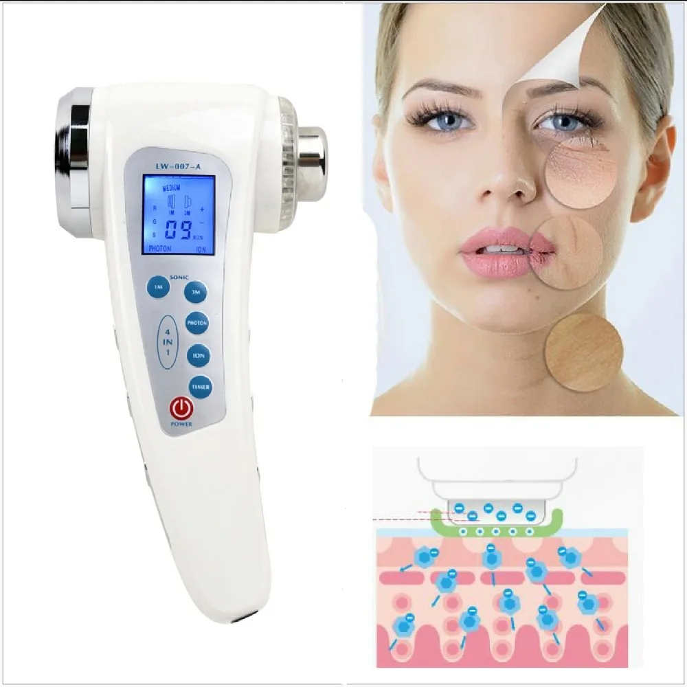 

4 in 1 Photon Ultrasonic beauty instrument/photon 3Mhz and 1Mhz ultrasound lose weight and skin care multifunction beauty device