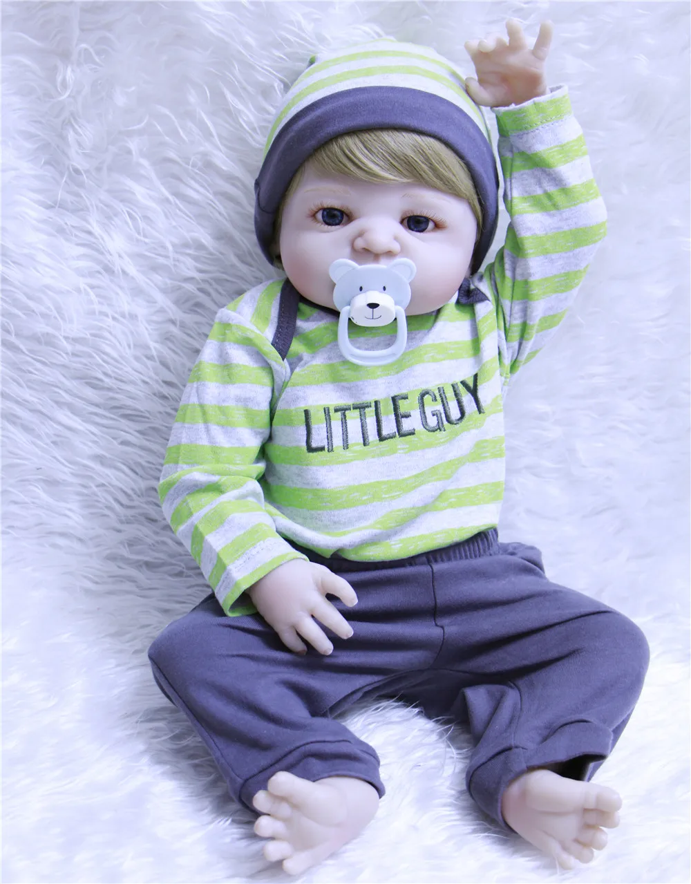 Парик из светлых волос bebe boy reborn 2" 57 см полностью силиконовые куклы reborn Детские игрушки креативный подарок для влюбленных детей bebe живой reborn bonecas