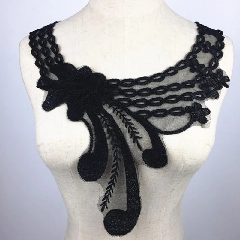 New-Flower-Applique-Lace-Trim-Collar-Neckline-Neck-Embellishment-White-Sewing-Supplies-Accessories