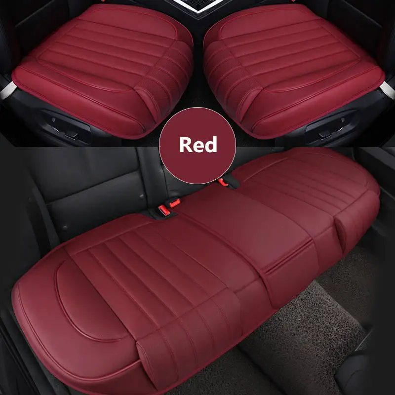 Новая регулировка заднего ряда Автомобильная подушка без спинки, новая бамбуковая древесная кожа три маленьких X5 h6h7 Hauser Подушка, подходит для большинства автомобилей - Color Name: red 1set