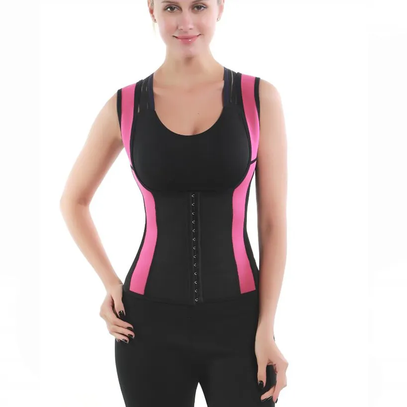 

2019 Women's Sweat Shaper Cincher Slimming Shirt Waist Trainer Corset Waist Trimmer Vest for Back Fat Neoprene Body-Shaping Vest