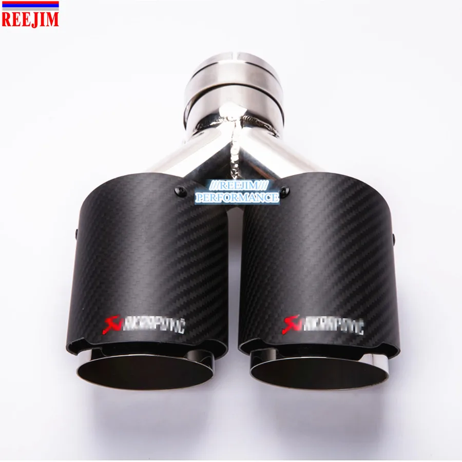 1PCS Dual AKRAPOVIC carbon fiber Stainless Steel exhaust tip exhaust