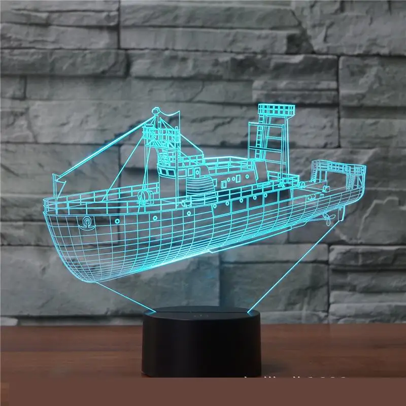 

Ship 3d Lights Colorful Touch Charging Led Visual Gift Atmosphere Desk 3d Lamp Christmas decorations gift for baby room lights