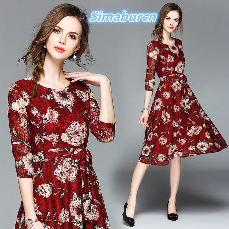 Europe Station Casual Women Patchwork Dress Summer Femme A Line Fashion
