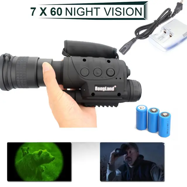 Cheap Brand New Rongland NV-760D+ Infrared Night Vision IR Monocular Telescopes 7x60+3XBatteries+Charger