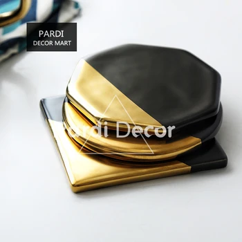 

Black gold plating Ceramic place mat dinner mat cup coaster 1pc/lot