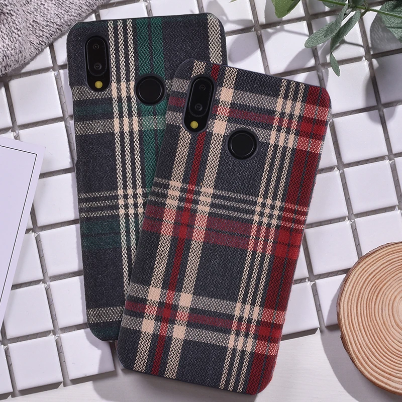 

ProBefit European Style Shell Cloth Art Cover Fabric Plaid Grid Stripe Phone Case for Huawei P20 Pro P10 P20 Lite Mate 10 Pro