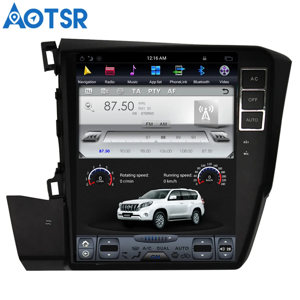 Aotsr Android 7,1 Tesla Автомобильный gps навигатор для Honda Civic 2012- видео плеер Мультимедиа Стерео Satnav one din радио