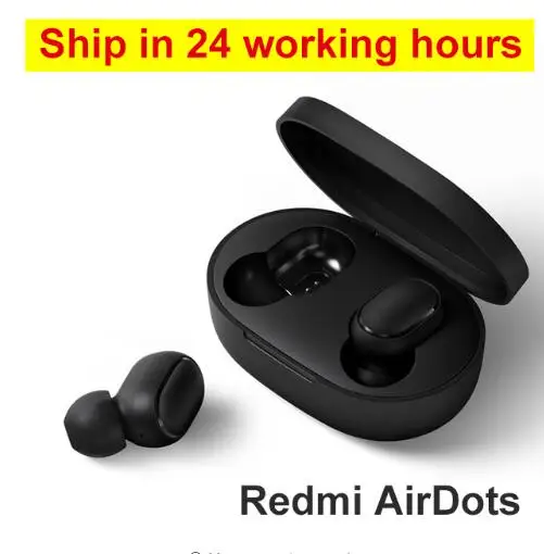 Xiaomi Redmi Airdots TWS Bluetooth 5,0 наушники стерео басы Eeadphones с микрофоном Handsfree Наушники управление AI - Цвет: Black