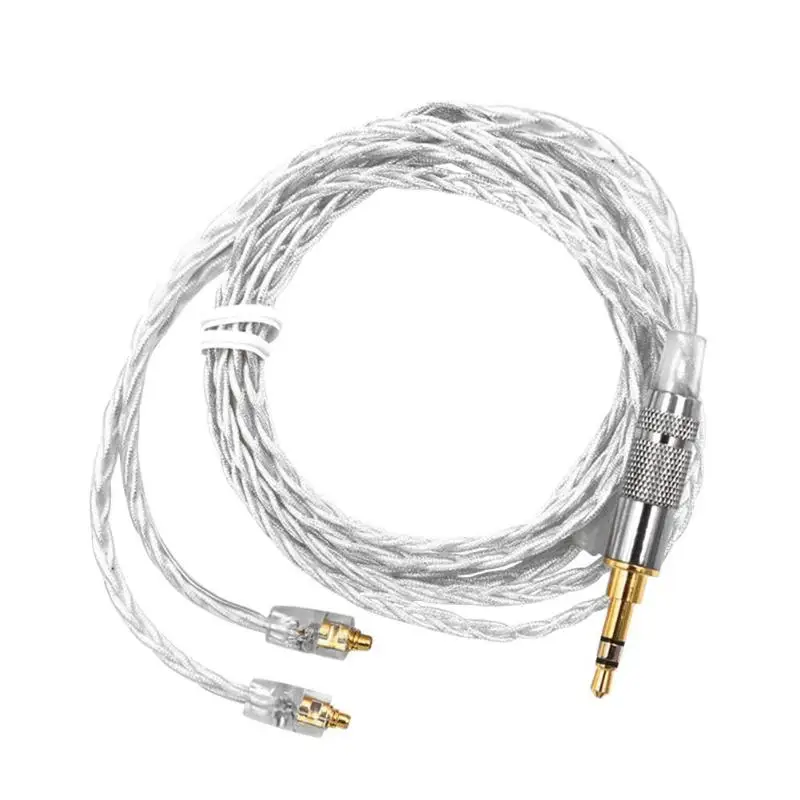 KZ 120cm MMCX Headphone Cable 3.5mm Upgraded Braided Cable Silver