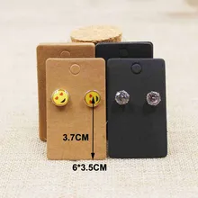 6*3,5 см, 200 шт крафт карты, /черные серьги-гвоздики ярлык-карта пользовательские цена логотипа Экстра печати серьги карточка для упаковки