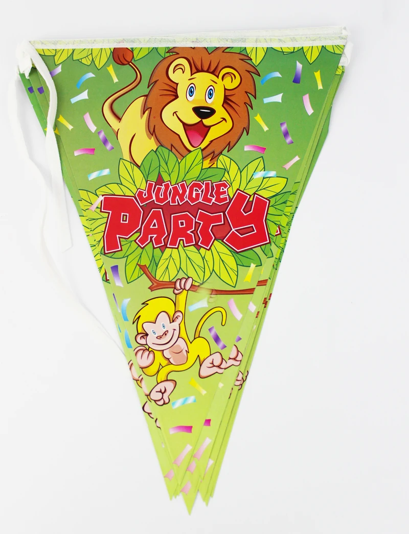 

12flags Green Cartoon Pattern Jungle Party Theme Party Birthday Party Decoration Banner For Children kids Party Supplies