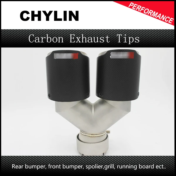 

Hot sale 1pcs Inlet63mm-outlet190mm Akrapovic carbon exhaust tip double outlet for Audi muffler exhaust pipe