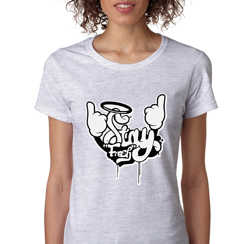Women's T Shirt Stay Fresh Fingers Up Cute Cool Tee (1)