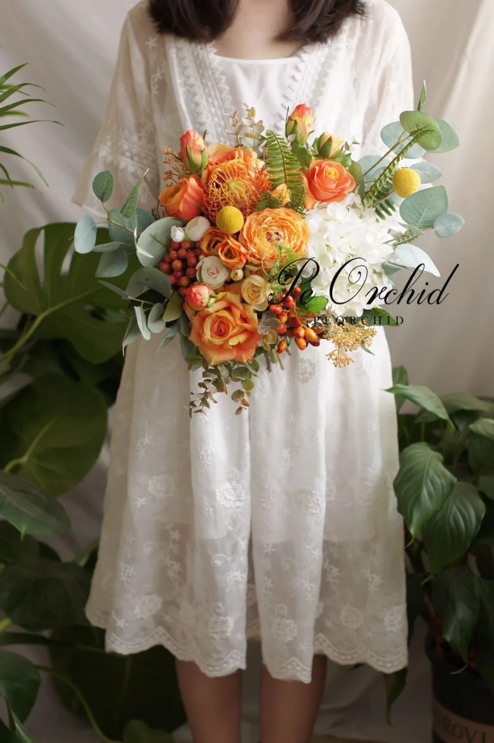 Peorchid Orange Silk Flower Wedding Bouquets Bridal Summer Fall 2019 Artificial Rose Hydrangea Bridesmaids Hand Holding Flowers Wedding Bouquets Aliexpress