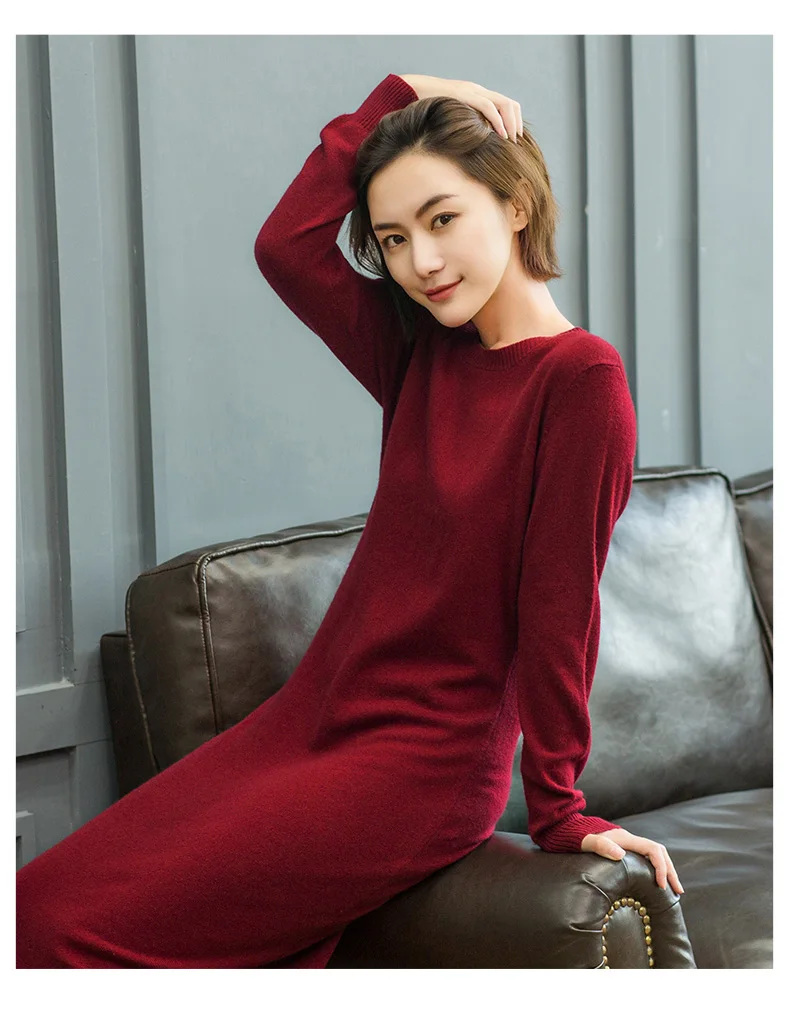 Новое поступление, Длинные пуловеры для женщин, чистый кашемир, трикотаж для девушек, модные Джемперы, горячая распродажа, длинный свитер, платье для женщин