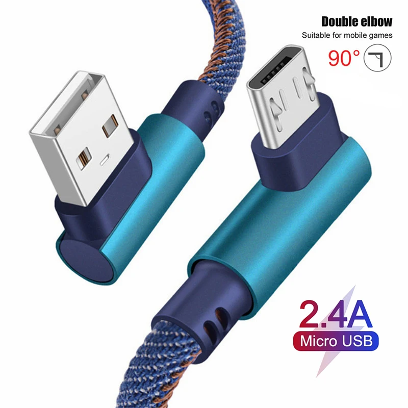 Кабель Micro USB 0 25 м 1 2 Быстрая зарядка 90 градусов L образный шнур для iPhone Huawei P30 20 Pro Type