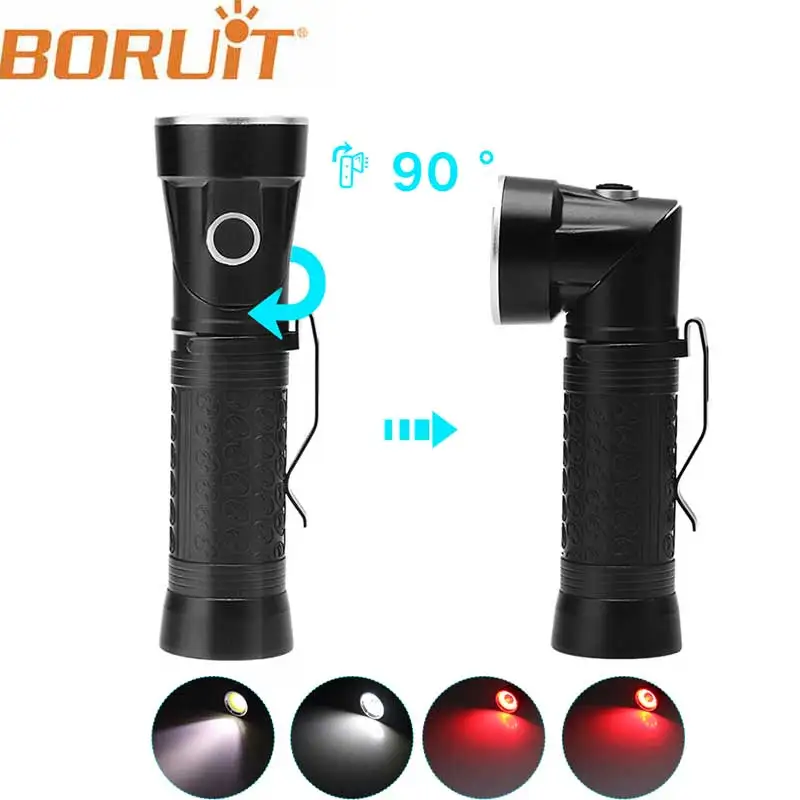 

BORUiT T6 COB Powerful LED Flashlight 90 Degree Head Rotation 18650 Flashlight Waterproot For Camping Torch lamp Flashlight