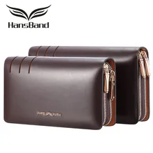 Новинка, деловой мужской клатч из спилка, двойная молния, большая вместительность, длинный мужской кошелек из воловьей кожи, кошелек, держатель для карт