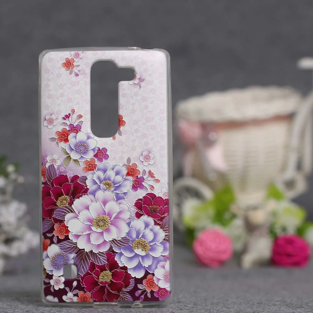 Красивый цветочный 3D рельефный Мягкий ТПУ чехол для LG Spirit 4G LTE H440Y H420 H422 H440N
