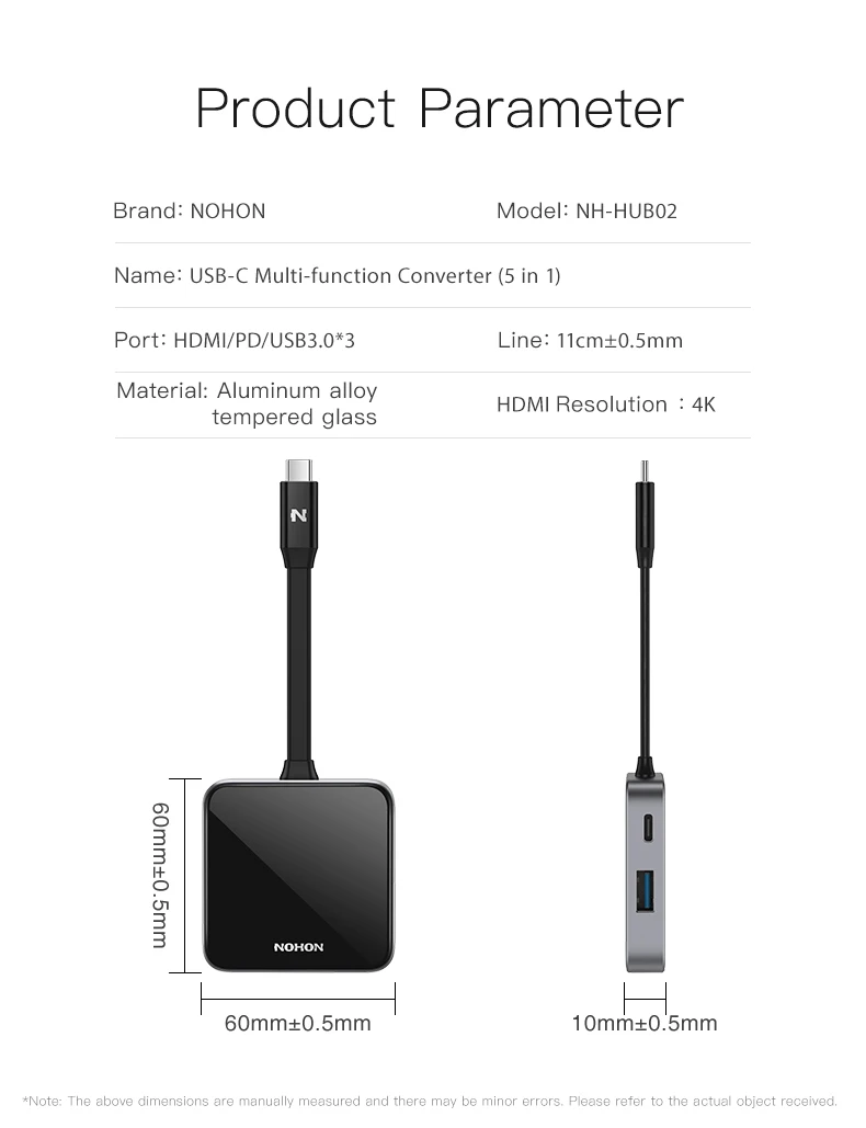 Nohon USB Type C HUB To USB 3.0 PD VGA HDMI RJ45 Thunderbolt 3 Adapter For MacBook Samsung S10 Huawei P20 Mate 20 Type C USB HUB Laptop Mobile Phone Adapter Details (02)