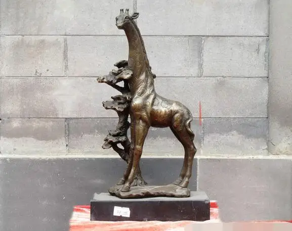 

Pure Bronze Marble statue Art giraffe deer Animals craftwork sculpture