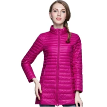 Женская длинная куртка, пальто, зимняя женская длинная ультра легкая пуховая куртка, Женская Плюс Размер, белая парка на утином пуху s-4XL