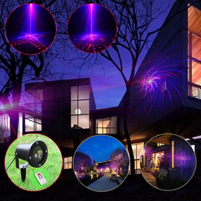

SUNY Outdoor Indoor 20 Xmas Pattern RB Red Blue Laser Light Projector Remote Landscape Lighting Outside Garden Home Light House