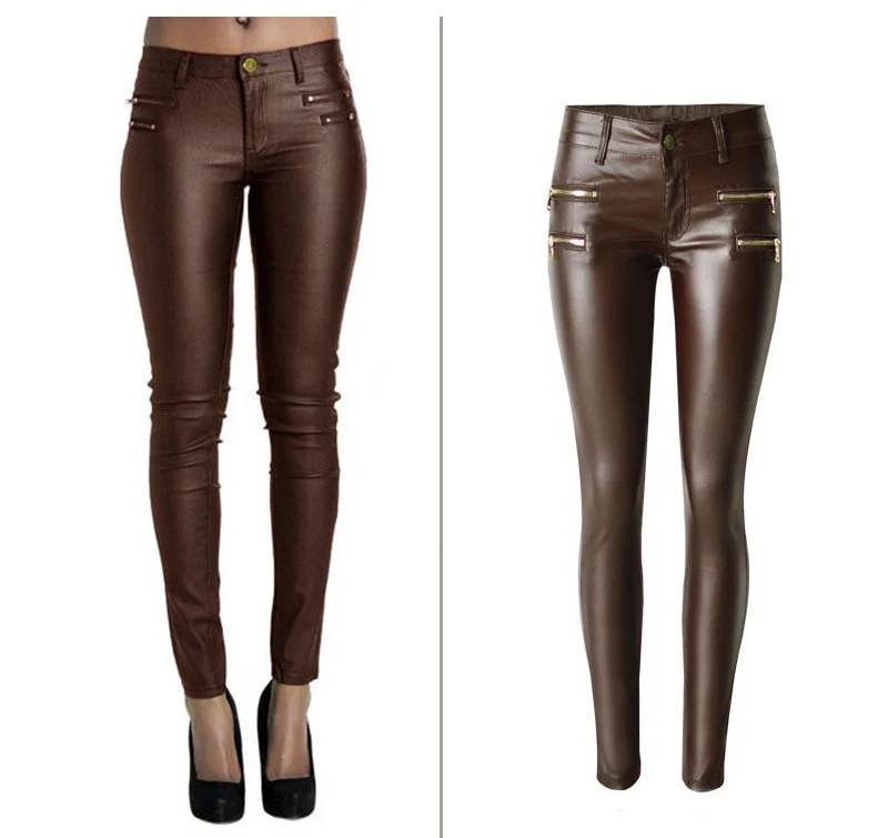 2017 fashion jeans European style trend sexy autumn new body coating pu jeans (6)